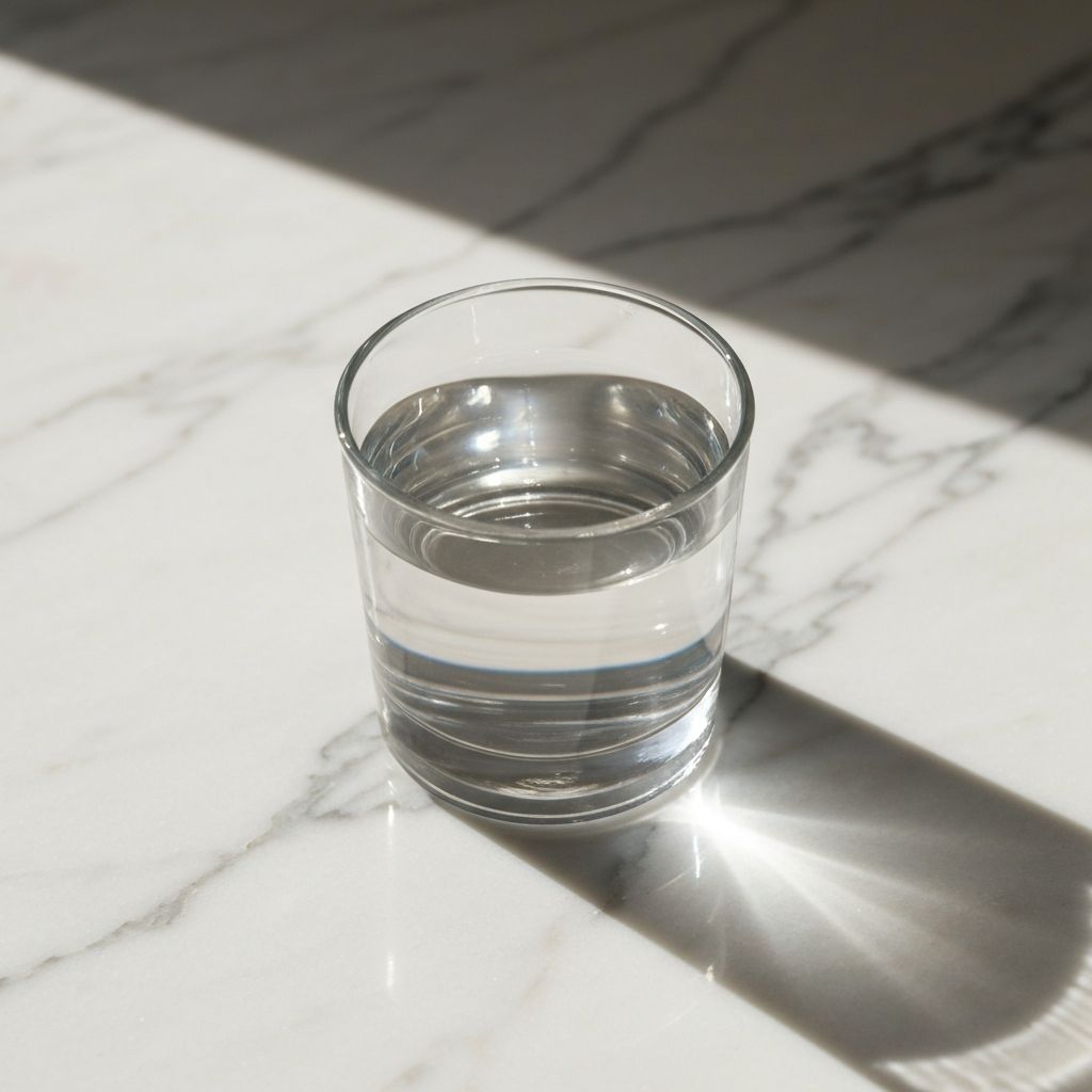 Glas vatten på marmorbord